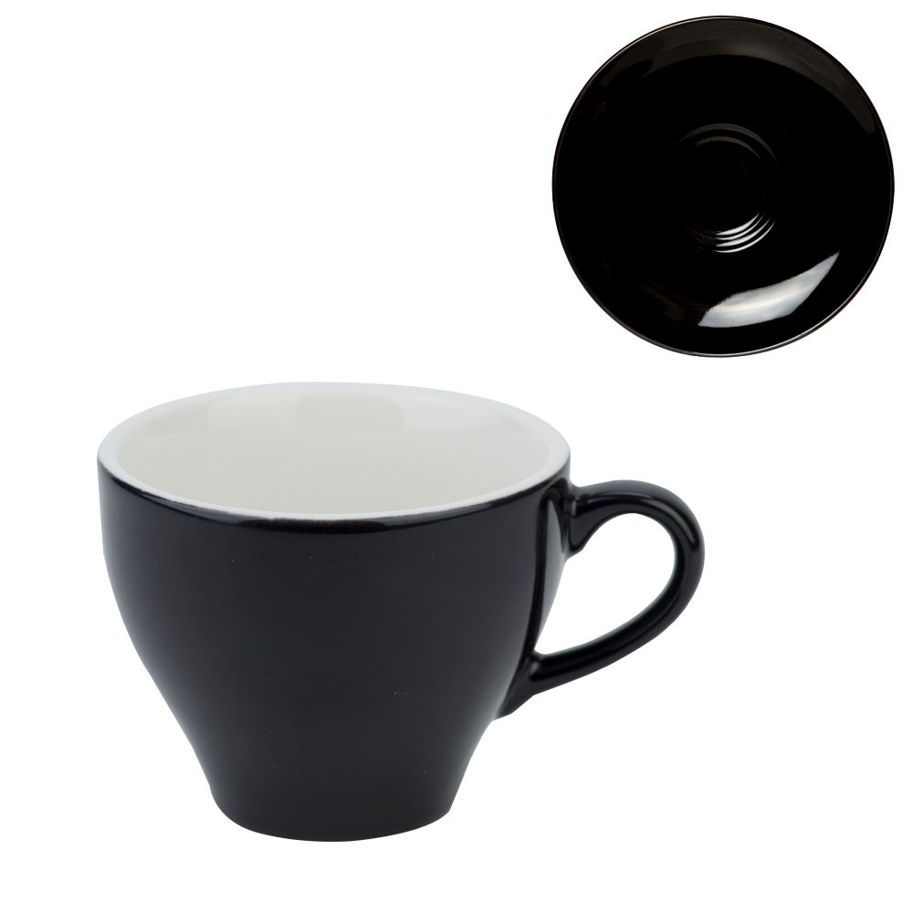 Barista-Cappuccinotasse in Schwarz zum Bedrucken, Foto 2