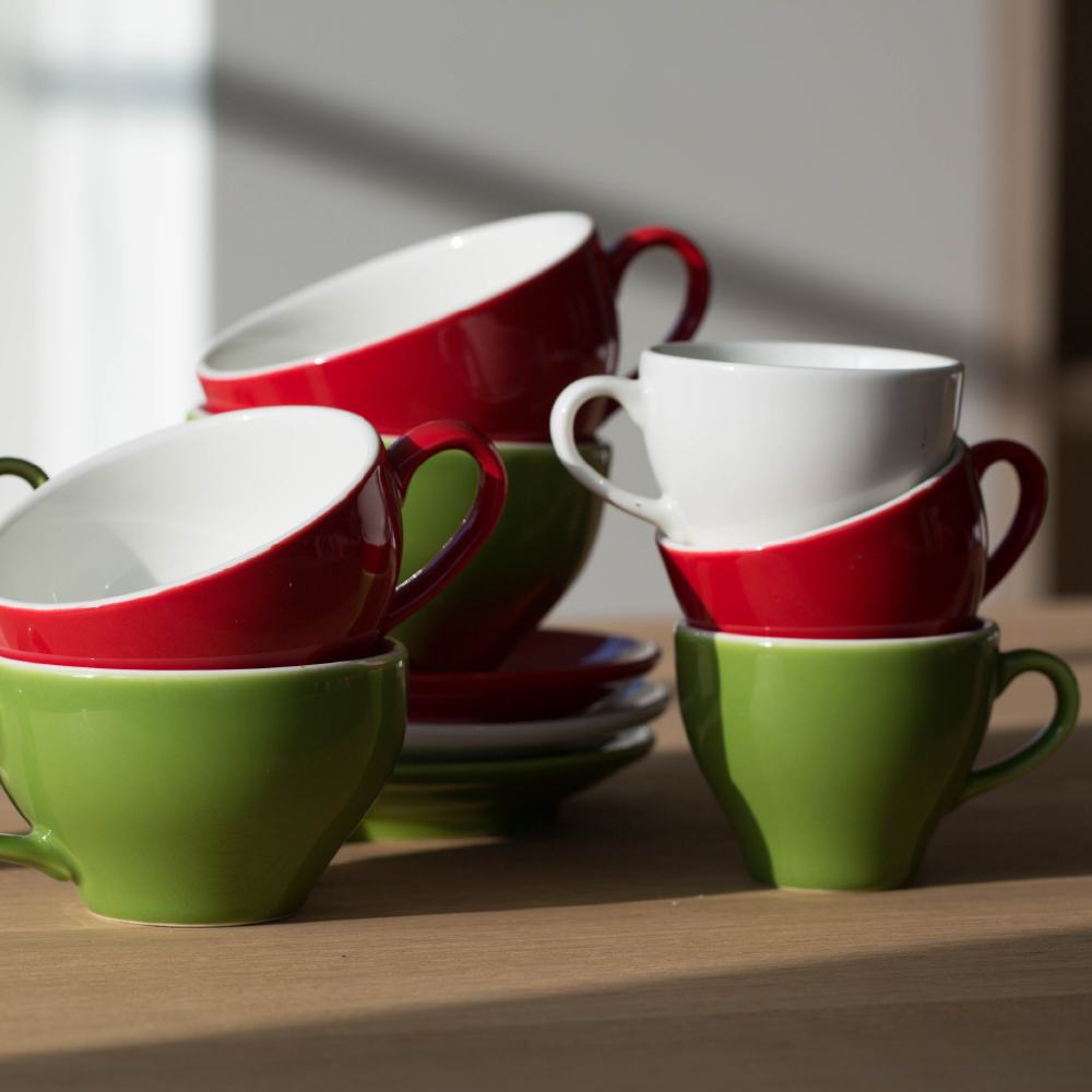 Barista Cappuccinotasse mit Untertasse 20 cl in Mix, Cappuccino-Set mit dickwandiger Tasse und passender Untertasse