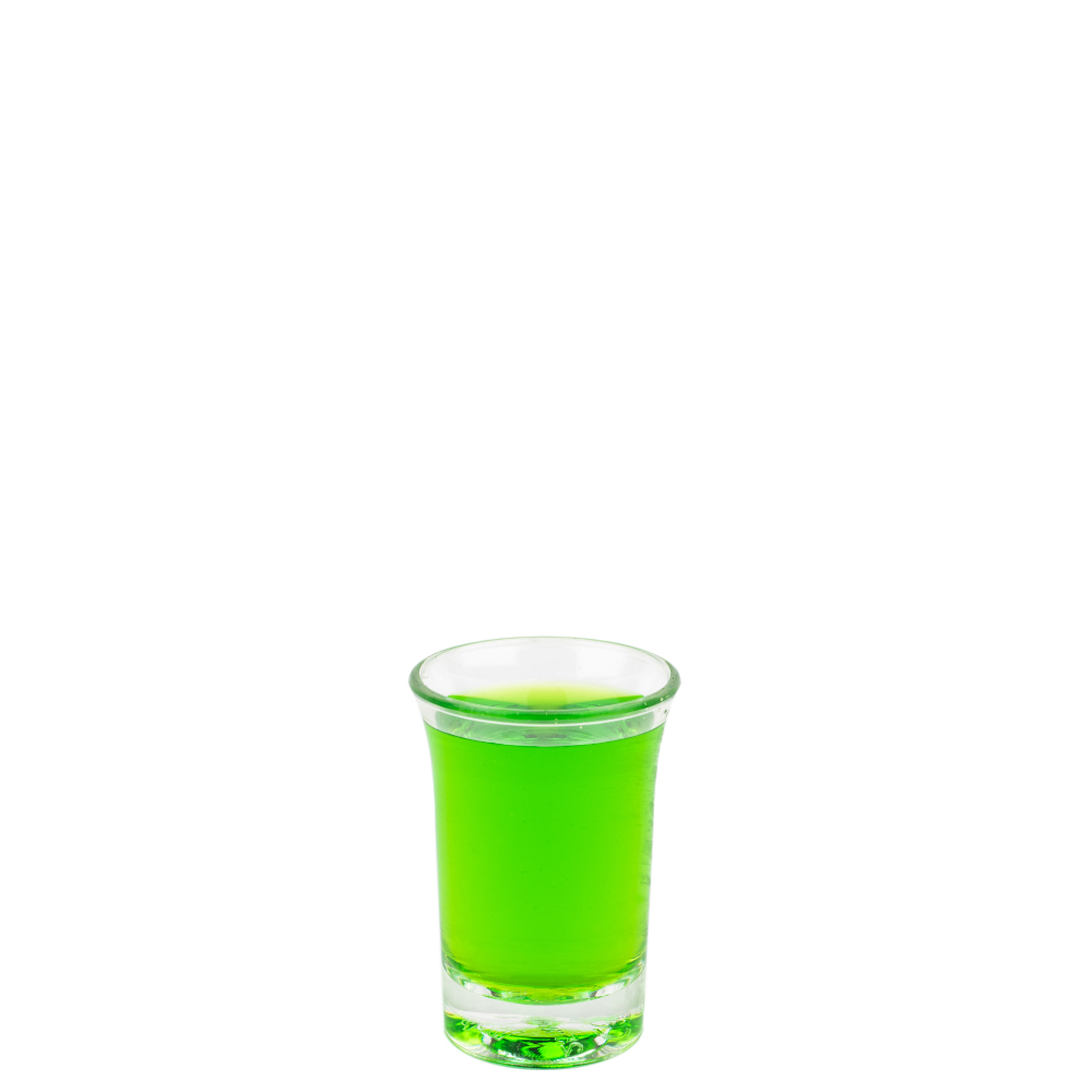 dieses transparente HotShot-Plastikglas von 2,5 cl eignet sich sowohl zum Drucken als auch zum Gravieren, Farbe gemischt