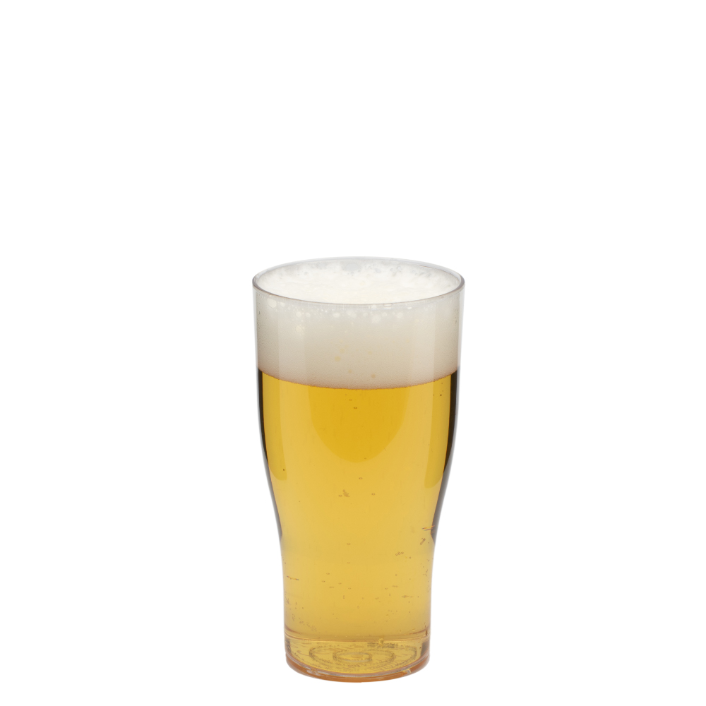 dieses stapelbare 28-cl-Kunststoff-Bierglas. ist aufgrund seines transparenten Materials ideal zum Bedrucken, Farbe gemischt
