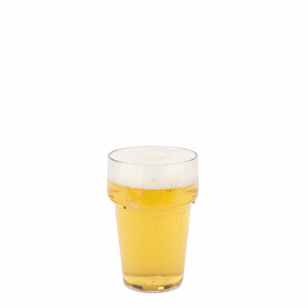 transparentPlastik Bierglas Small mit einem Fassungsvermögen von 22 cl. geeignet für Druck und Gravur, Farbe gemischt