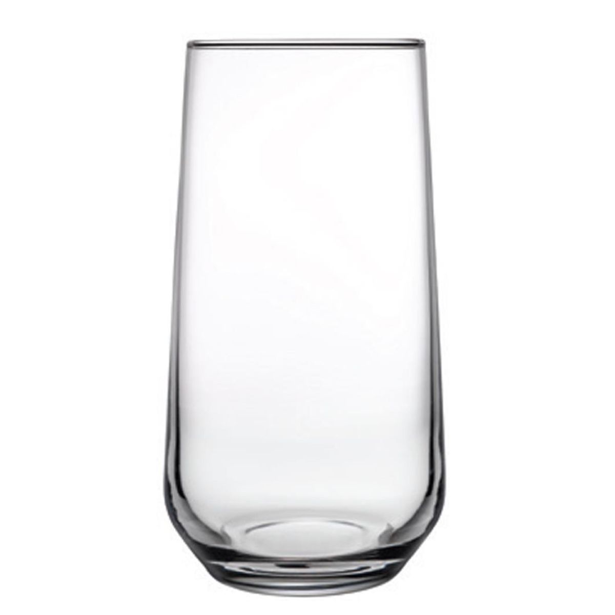 Transparentes 47 cl Longdrinkglas Allegra aus Glas mit schlanker Frontansicht und gerader Zylinderform.