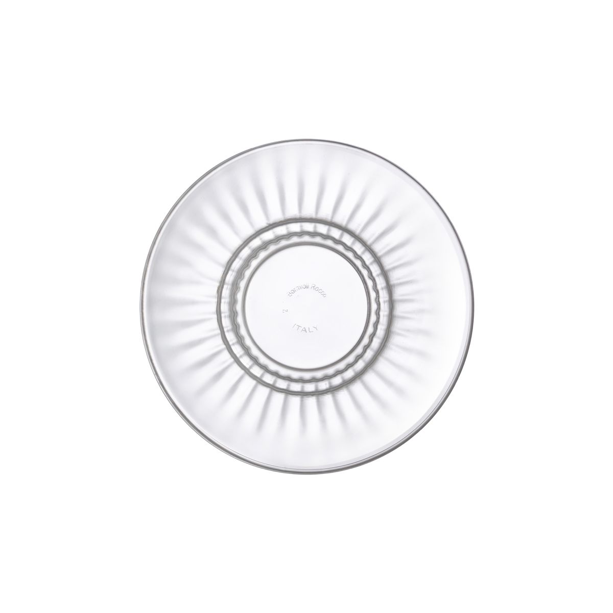 Vorderansicht der Barshine Tee/kaffee Teller 14 cm aus klarem Glas mit flacher runder Form.