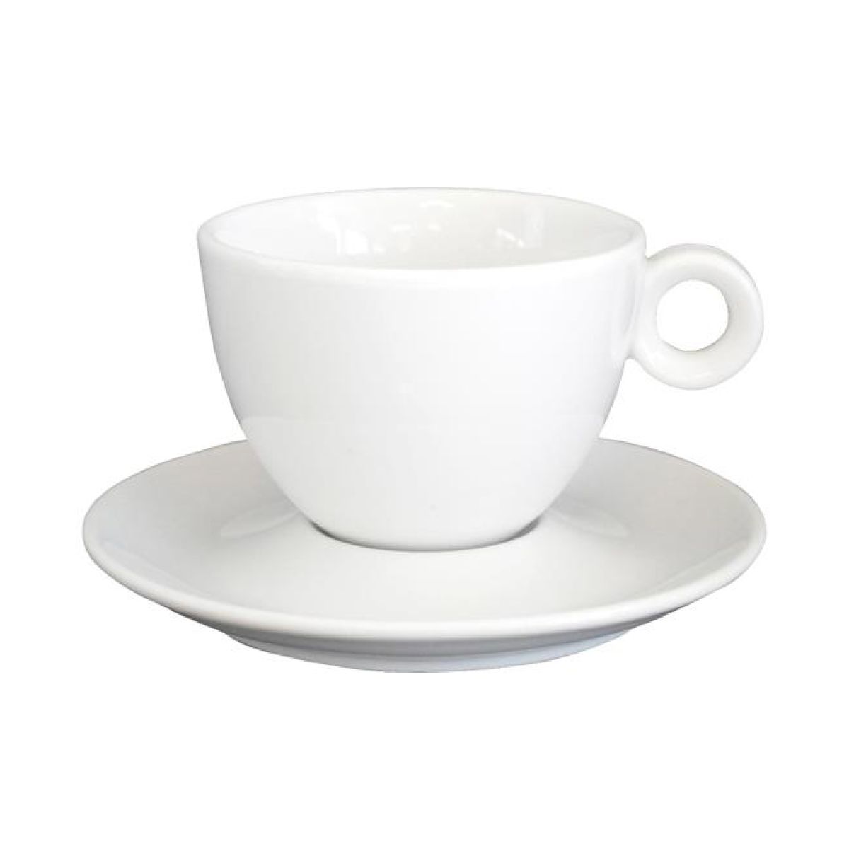 Vorderansicht von Bola Cappuccino weiß 20 cl. Set aus Porzellan, mit runder Form.