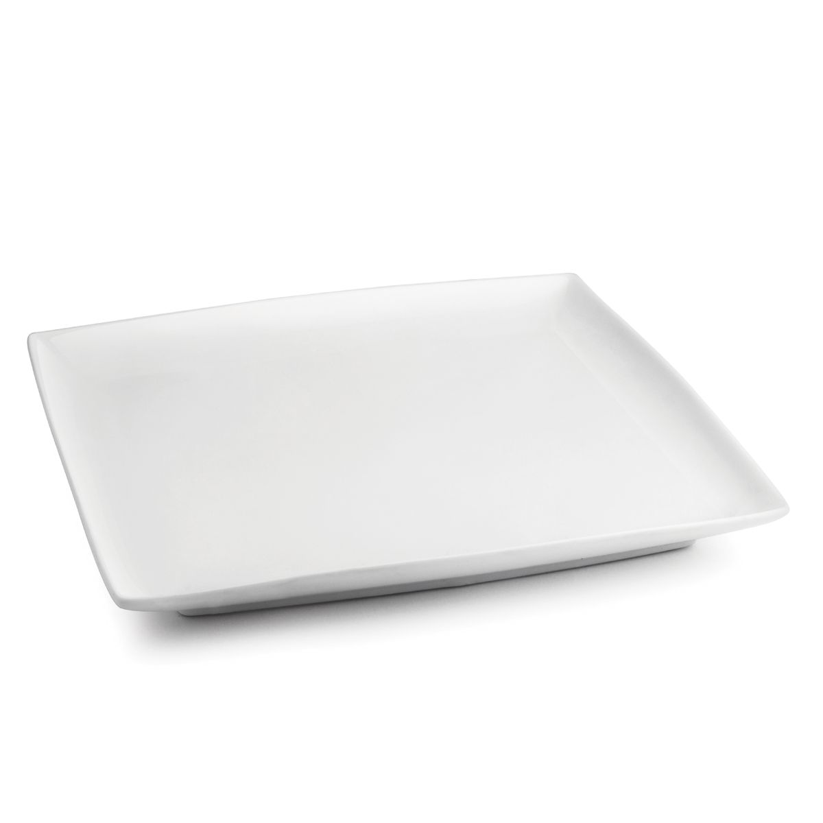 Teller Quadratisch Squito 30 cm aus weißem Porzellan, Vorderansicht, mit geräumiger und flacher Servierfläche.