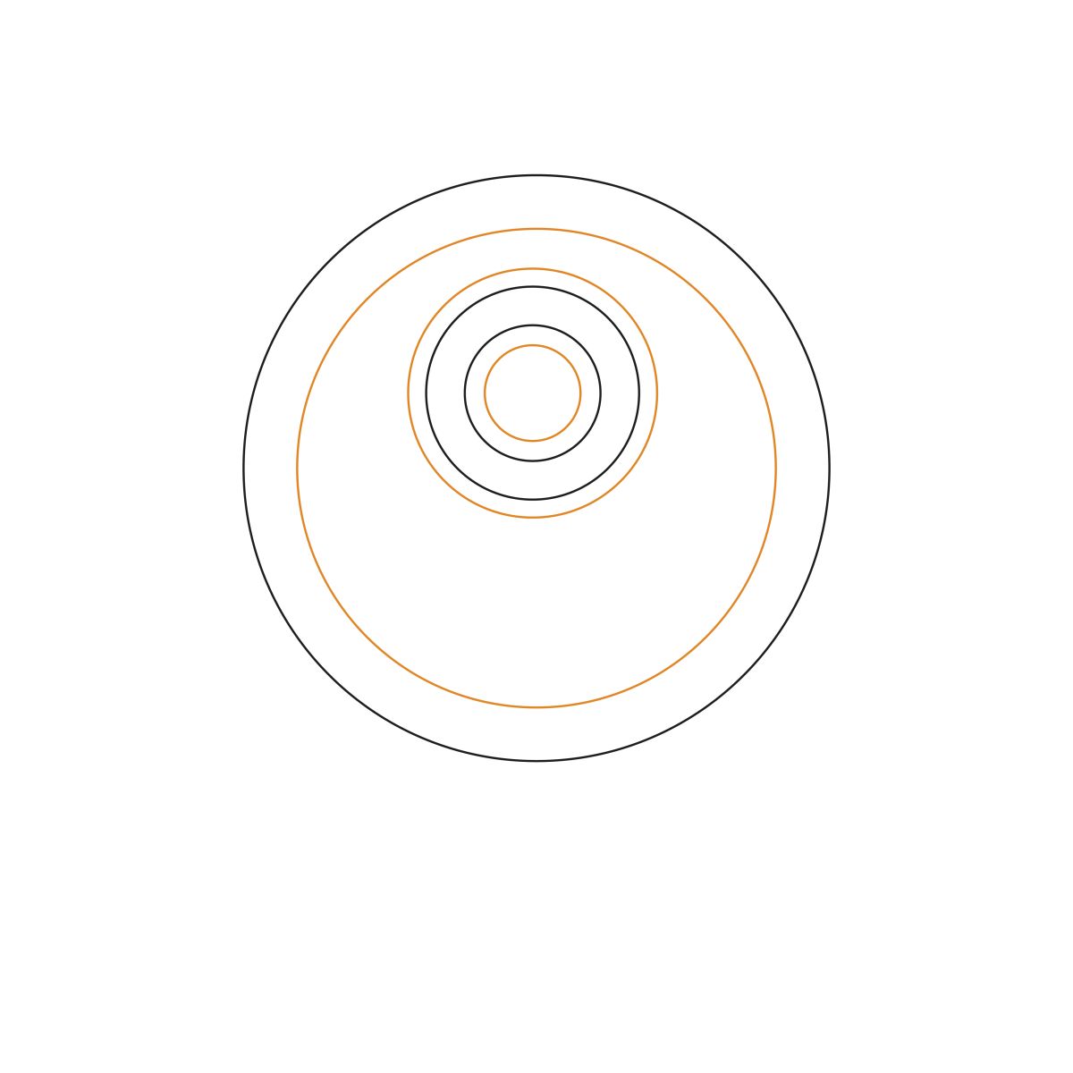 Arbeitszeichnung der Delta Untertasse 15 cm Porzellan mit markierter Druckfläche für das Logo