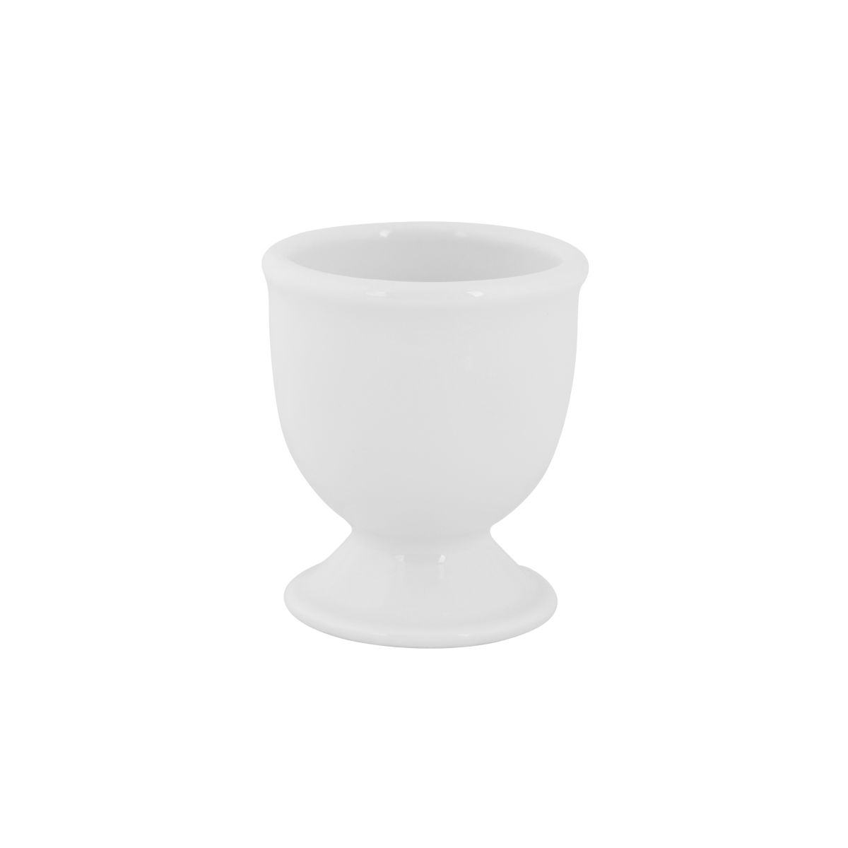 Eierbecher Essentials in Vorderansicht, weißes Tafelgeschirr zum Servieren von gekochten Eiern.