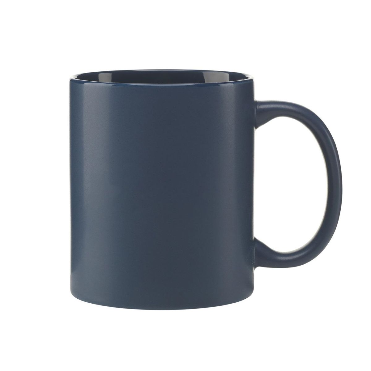 Vorderansicht von Kitty Becher matt 35 cl. aus blauem Porzellan mit glatter matter Oberfläche und gerader zylindrischer Form.