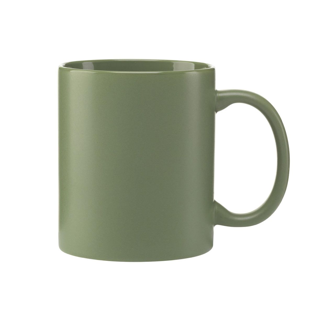 Becher Kitty matt 35 cl aus grünem Porzellan, Vorderansicht mit matter Oberfläche und zylindrischer Form