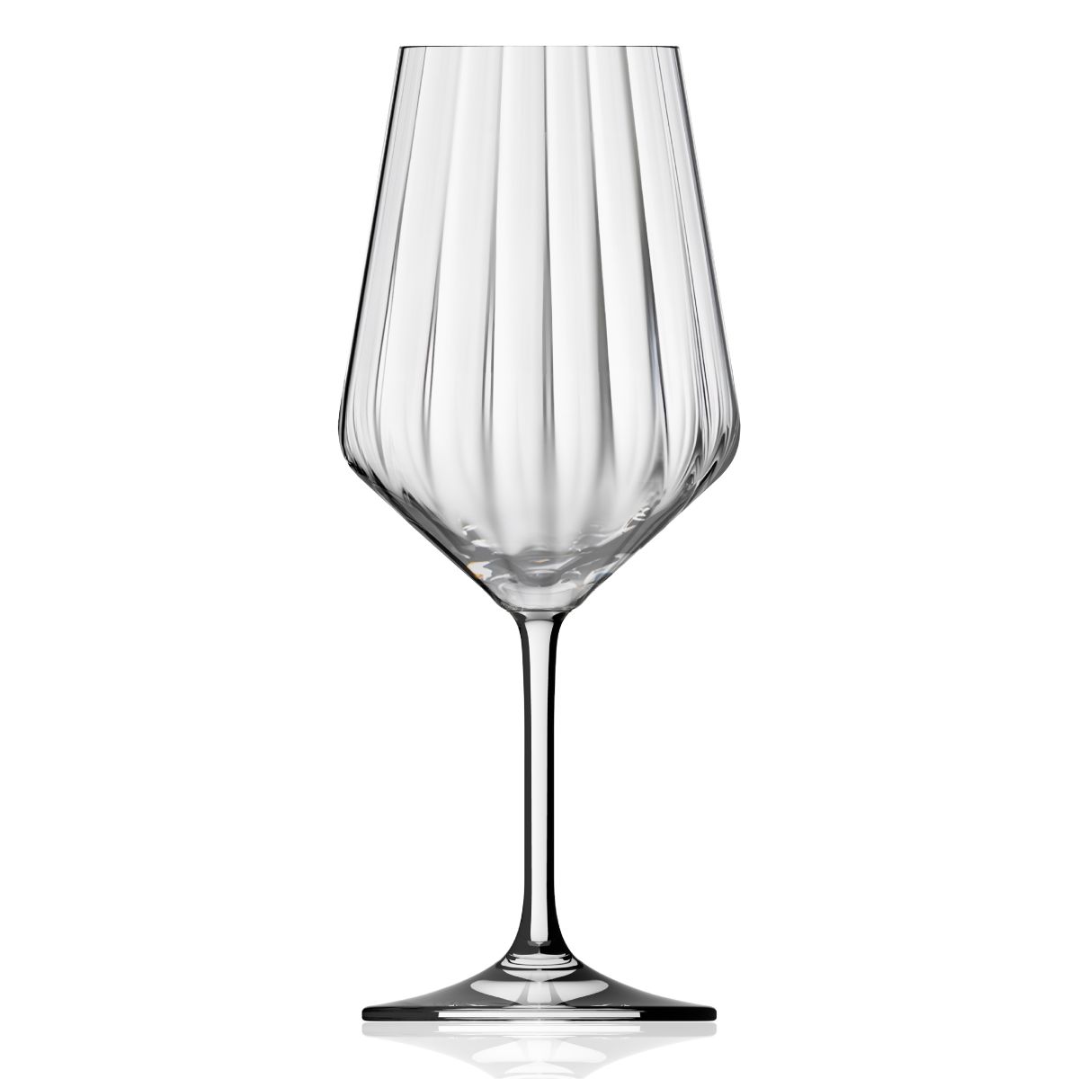 Melody lines Weinglas 53 cl aus transparentem Glas, Vorderansicht zeigt den hohen Stiel und den geräumigen Kelch.