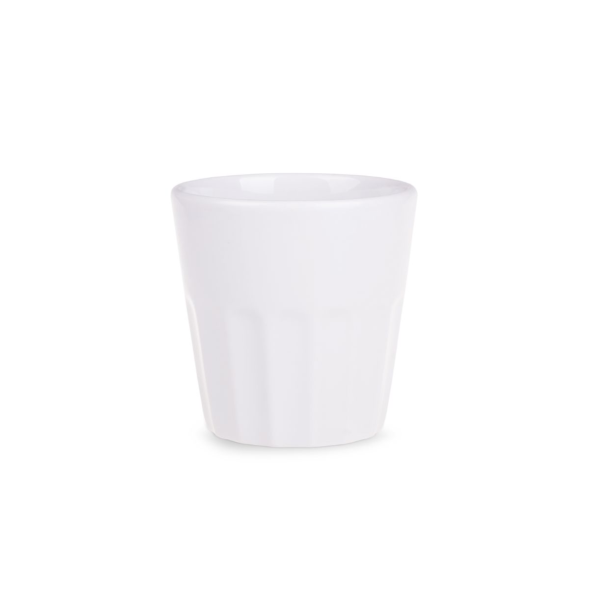 Vorderansicht der Noble Becher 9 cl. aus Porzellan mit glatter Oberfläche und kompaktem Espressoformat.