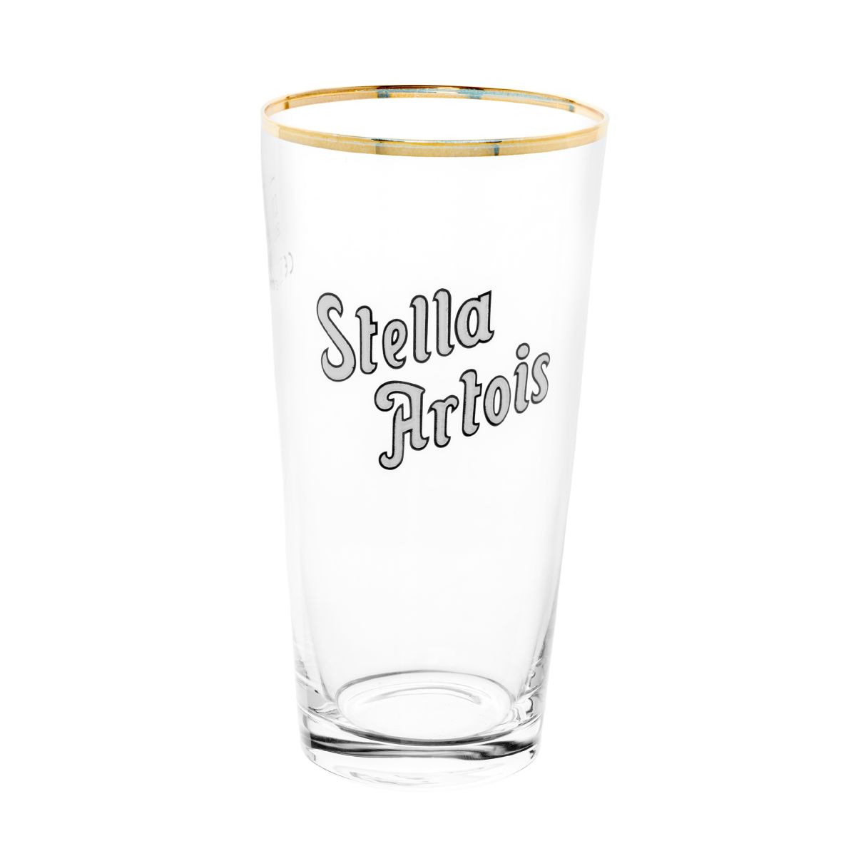 TransparentesStella Artois Bierglas 33 cl. mit Logo und kugelförmigem Design aus Klarglas.