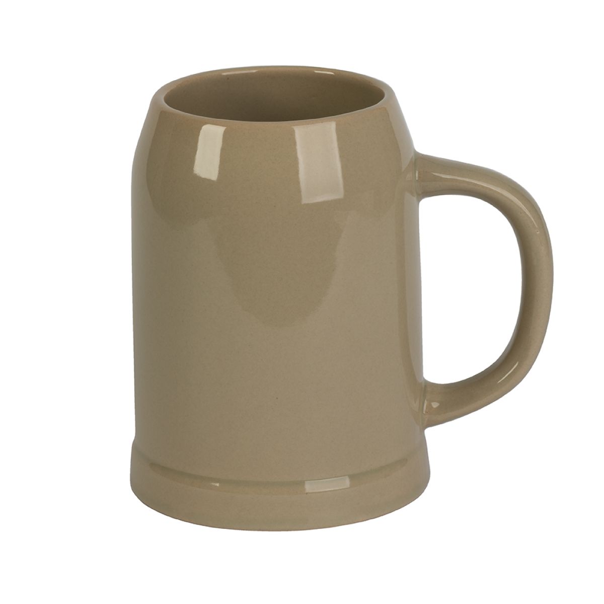 Vorderansicht eine Steinkrug 50 cl. aus braunem Steingut mit robuster Form, klassischer Bierkrug zum Servieren von Bier.