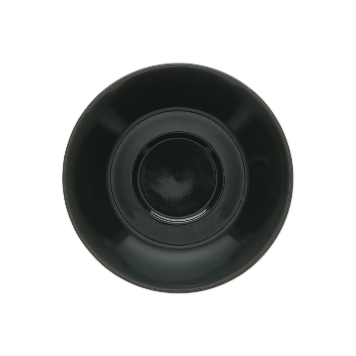 Baristo Coffee Cappuccino Dish, 15,5 cm, aus schwarzem Porzellan, in der Vorderansicht.