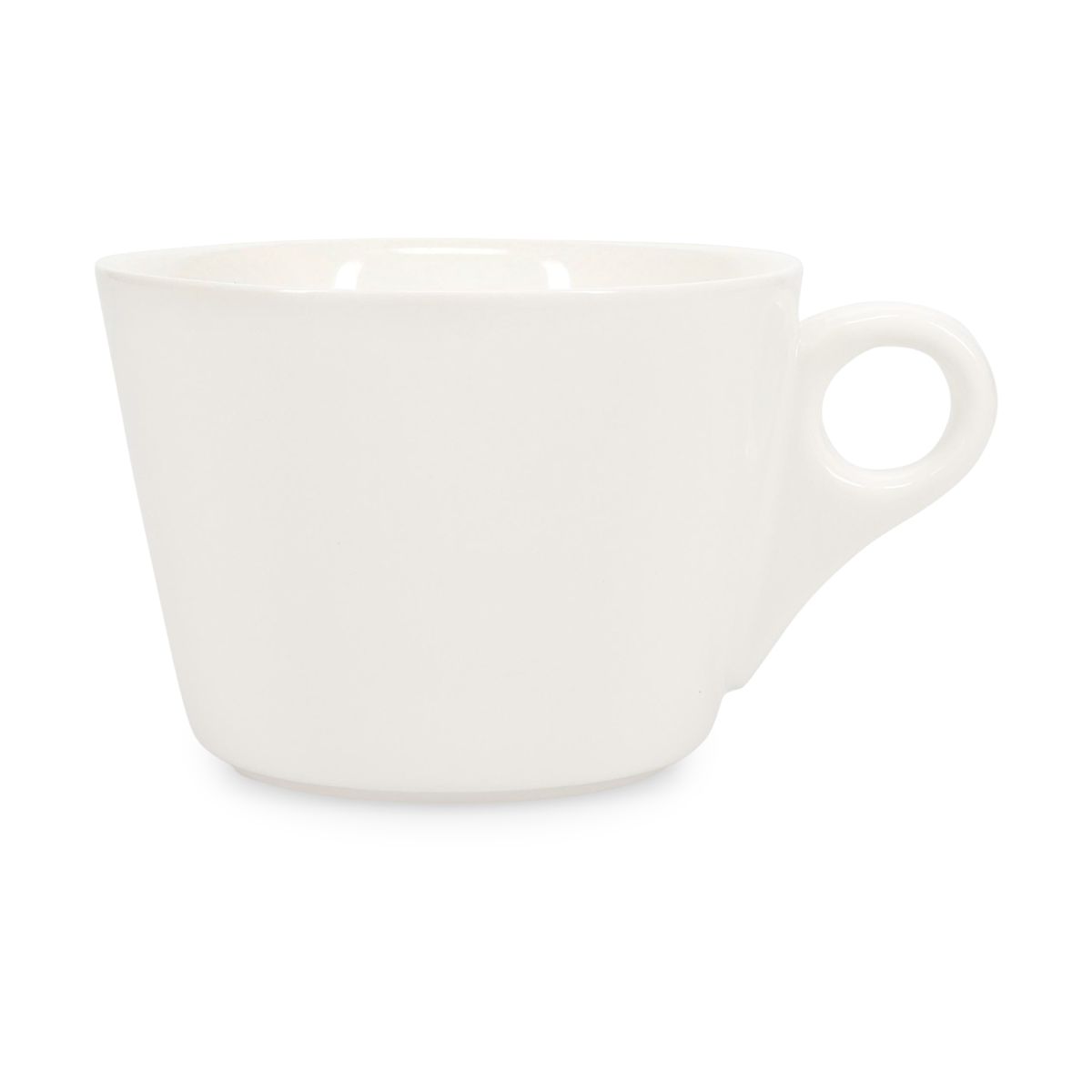 Frontalabbildung einer Baristo Latte Cup 28 cl aus weißem Porzellan mit breiter Öffnung.