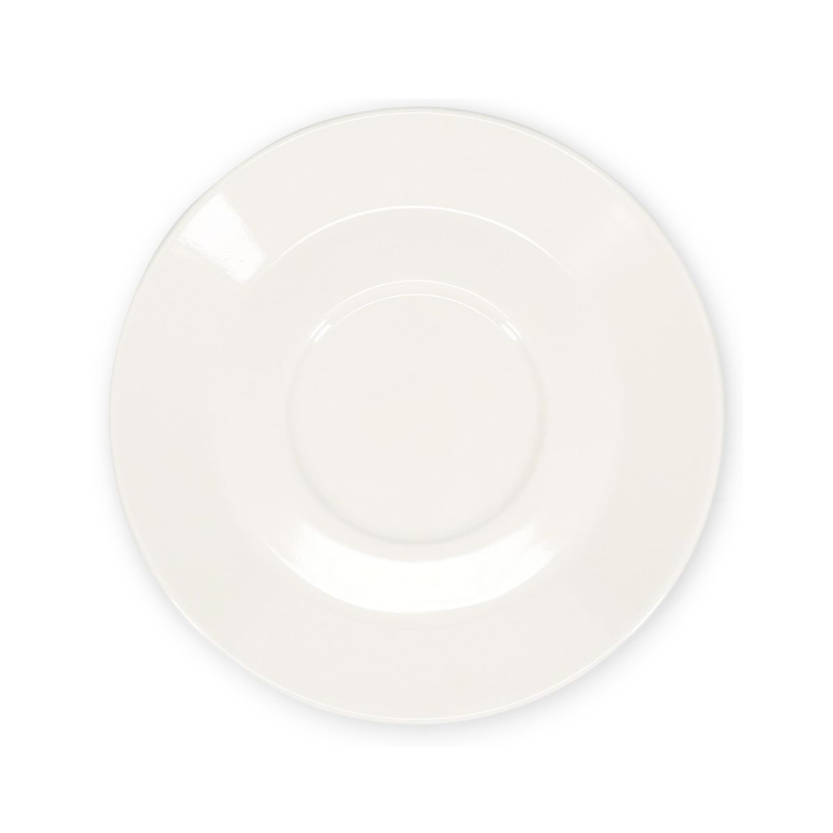 Baristo Latte Dish, 16,5 cm, aus weißem Porzellan, in der Frontalansicht von oben.