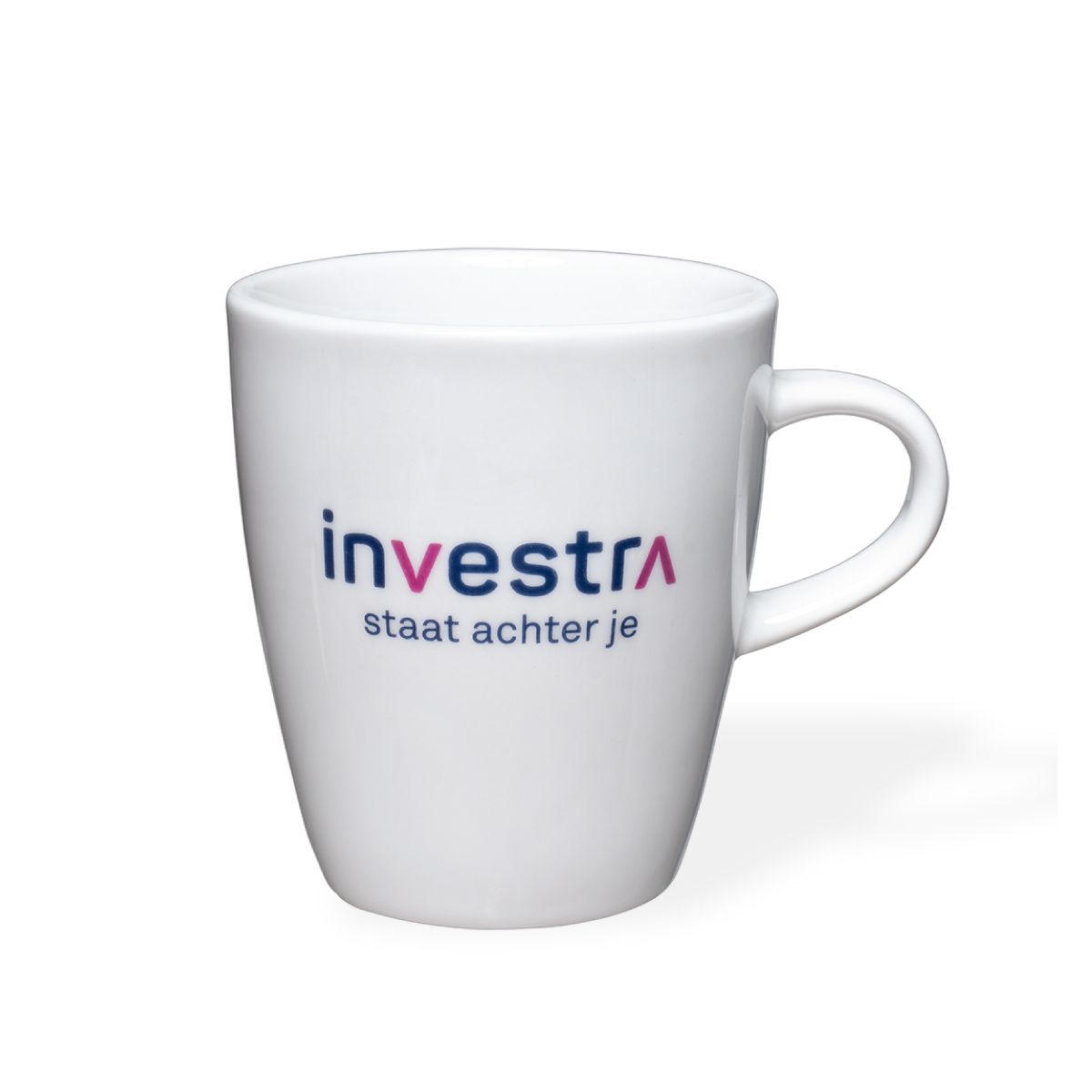 Becher Neo, weiß, 20 cl, Budgetline, mit mehrfarbigem Investra-Logo auf der Vorderseite