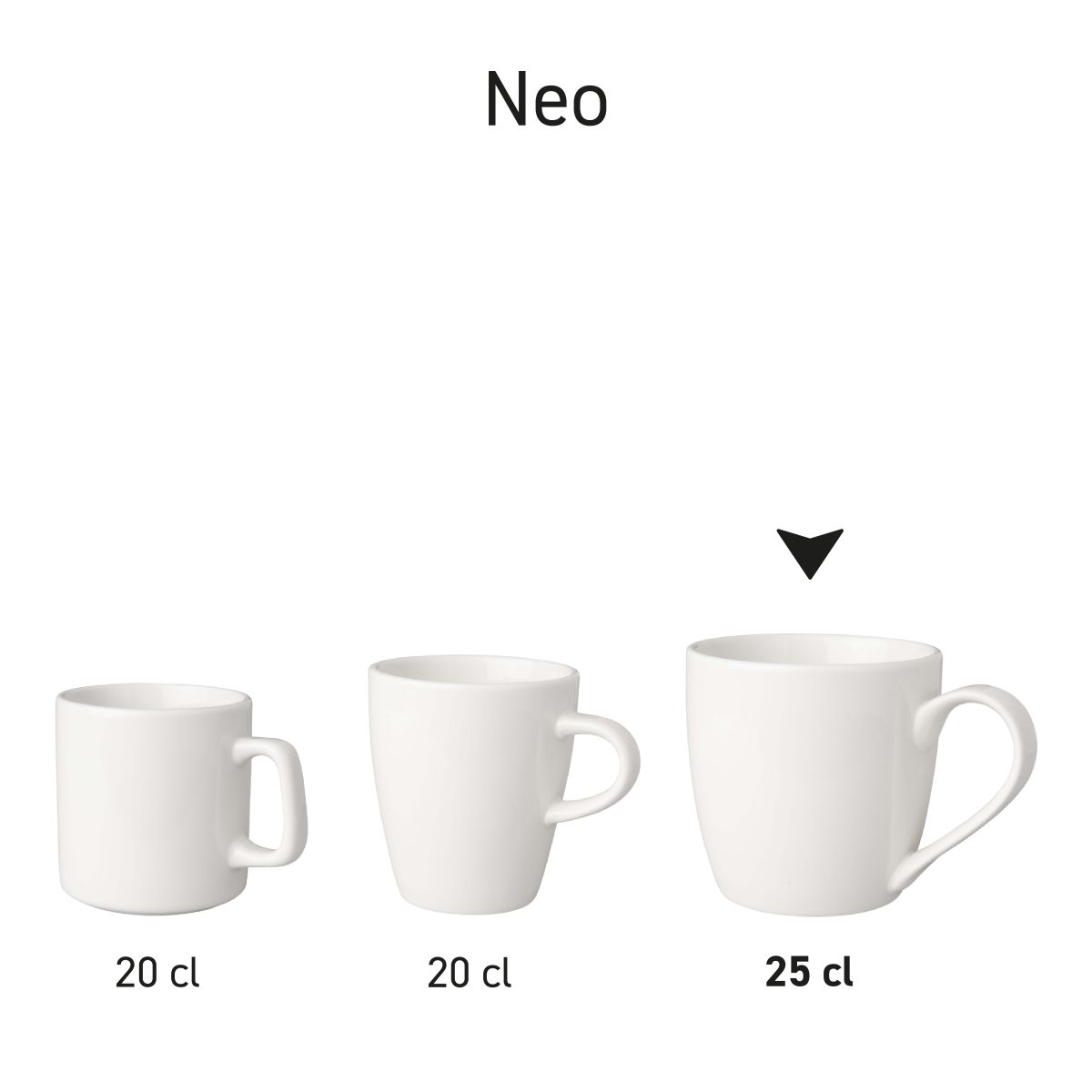 Weißer Budgetline Neo Becher 25 cl. präsentiert in Serie mit anderen Varianten.
