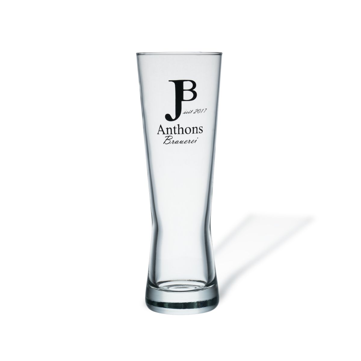 Bierglas „Monaco“, 30 cl, Zapfglas mit einfarbigem Logo der JP Anthons Brauerei auf der Vorderseite