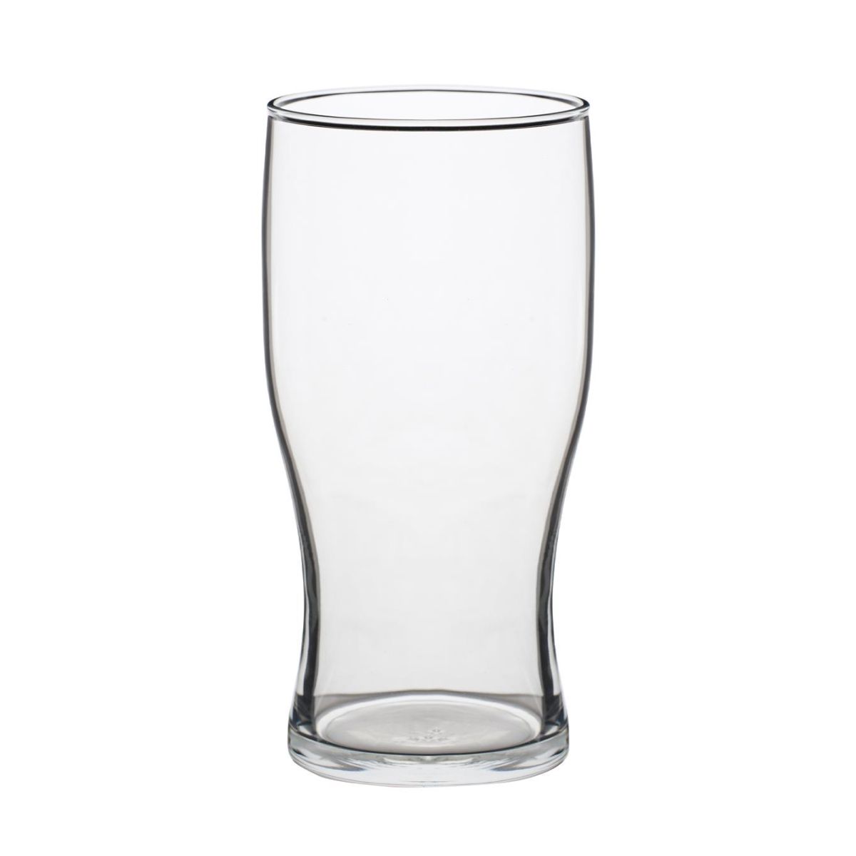 Vorderansicht des stapelbaren Bierglases Tulip 28 cl aus Klarglas, aufrecht stehend ohne Inhalt und Logo.