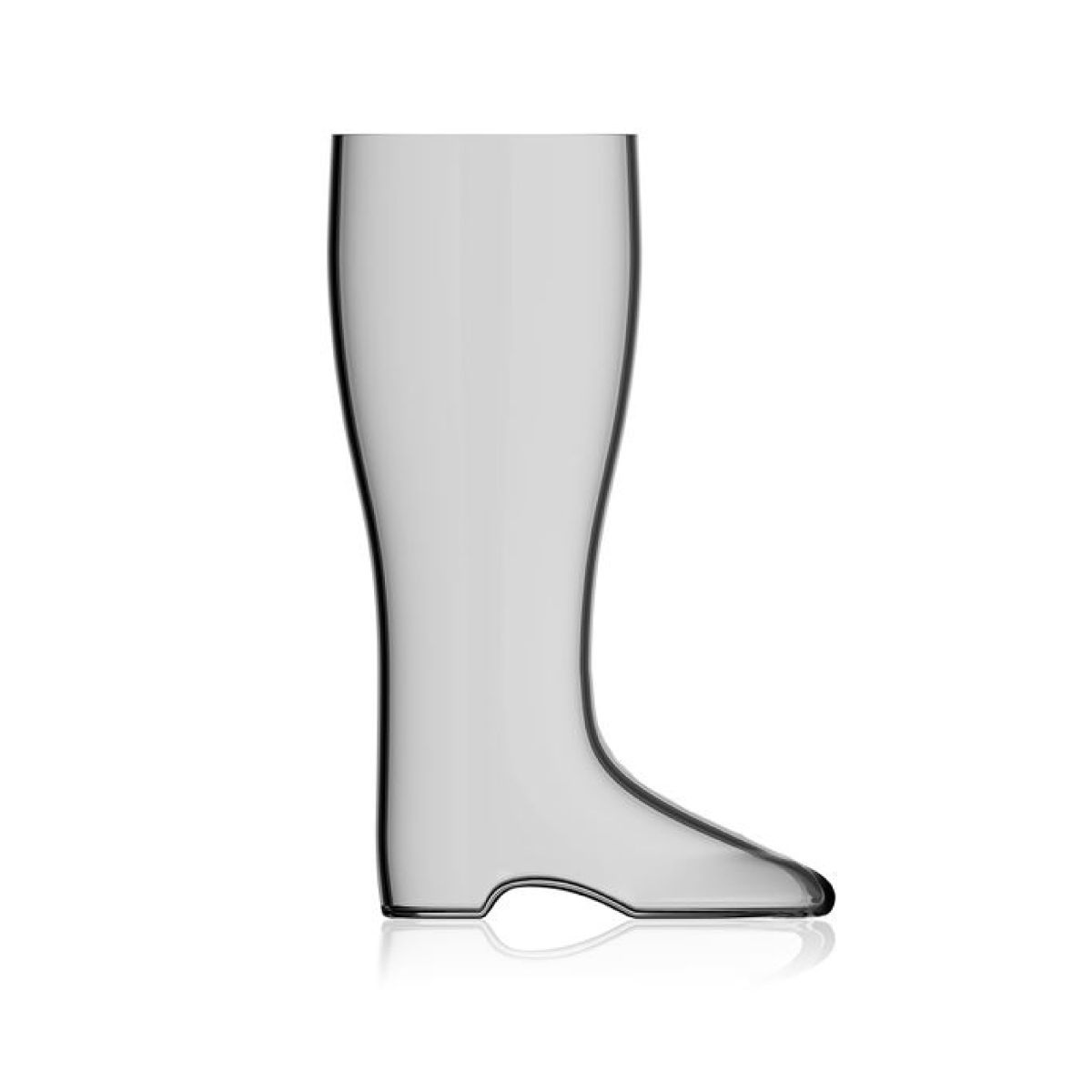 Bierstiefel 1,0 Liter transparentes Glas in Stiefelform, Vorderansicht, ohne Aufdruck