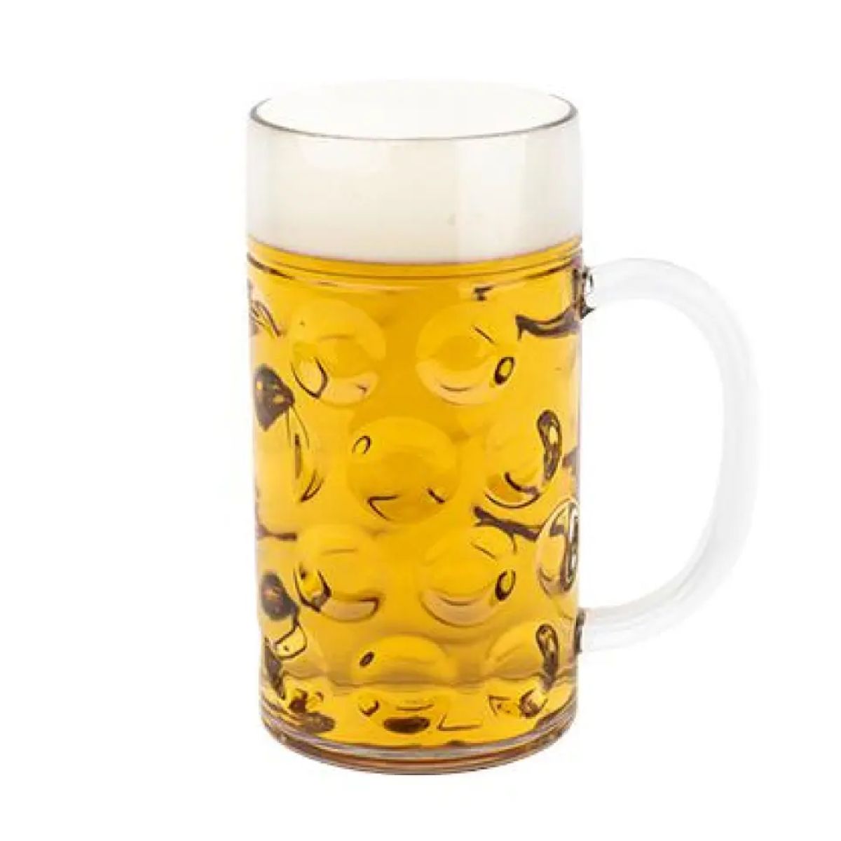 Bierkrug Oktober 110 cl. | Kunststoff aus Kunststoff auf weißem Hintergrund, sichtbar mit Schaumkrone.