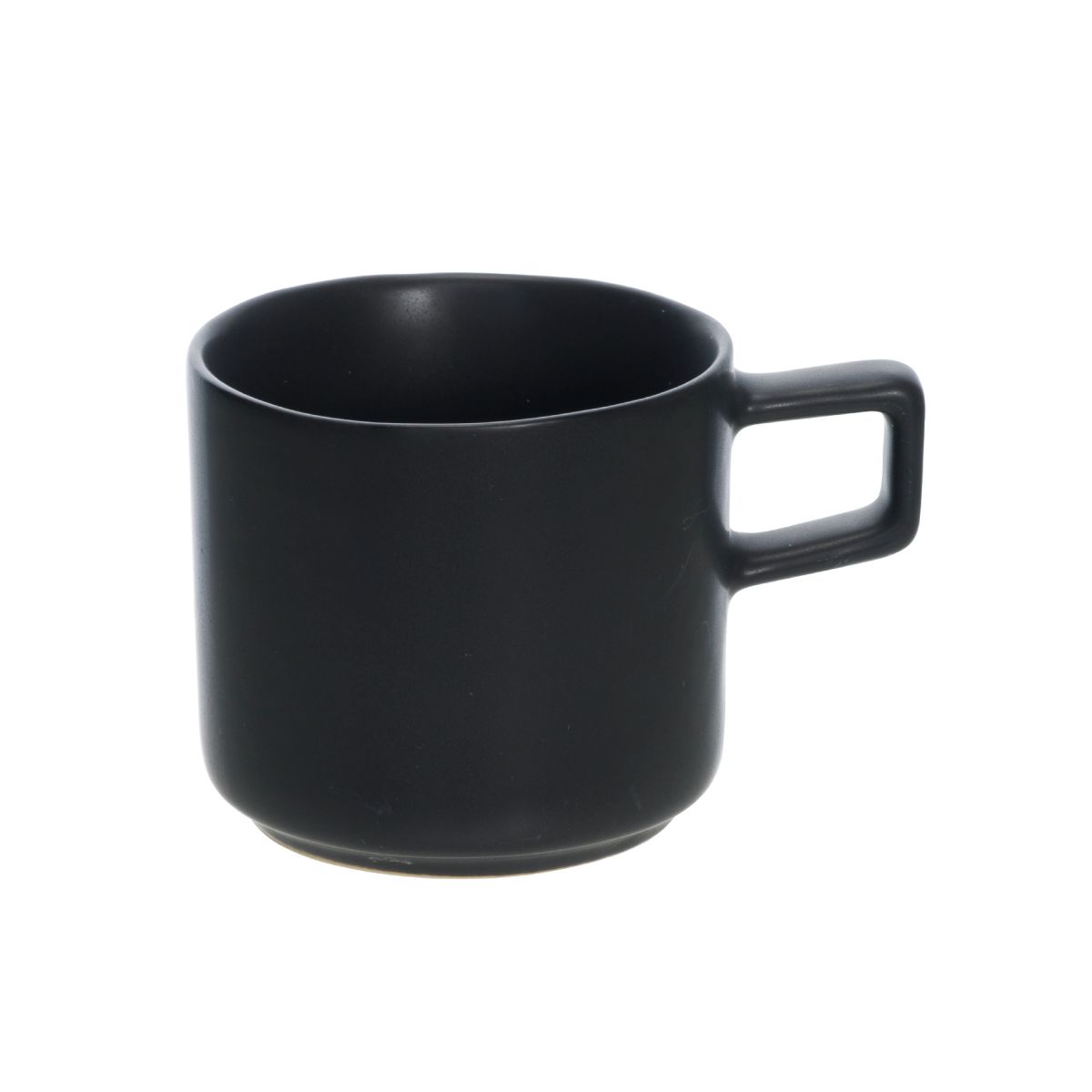 Vorderseite der Blackwell Kaffeetasse 22 cl aus schwarzem Porzellan mit klassischem Henkel.