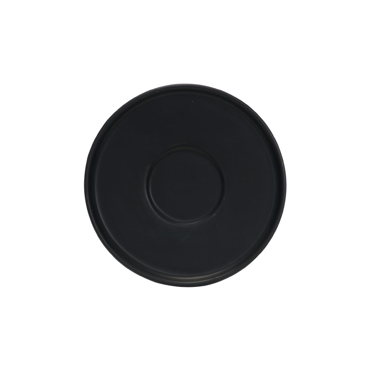 Vorderansicht der 14 cm großen Blackwell-Doppel-Espressountertasse aus Porzellan mit glattem und abgerundetem Design.