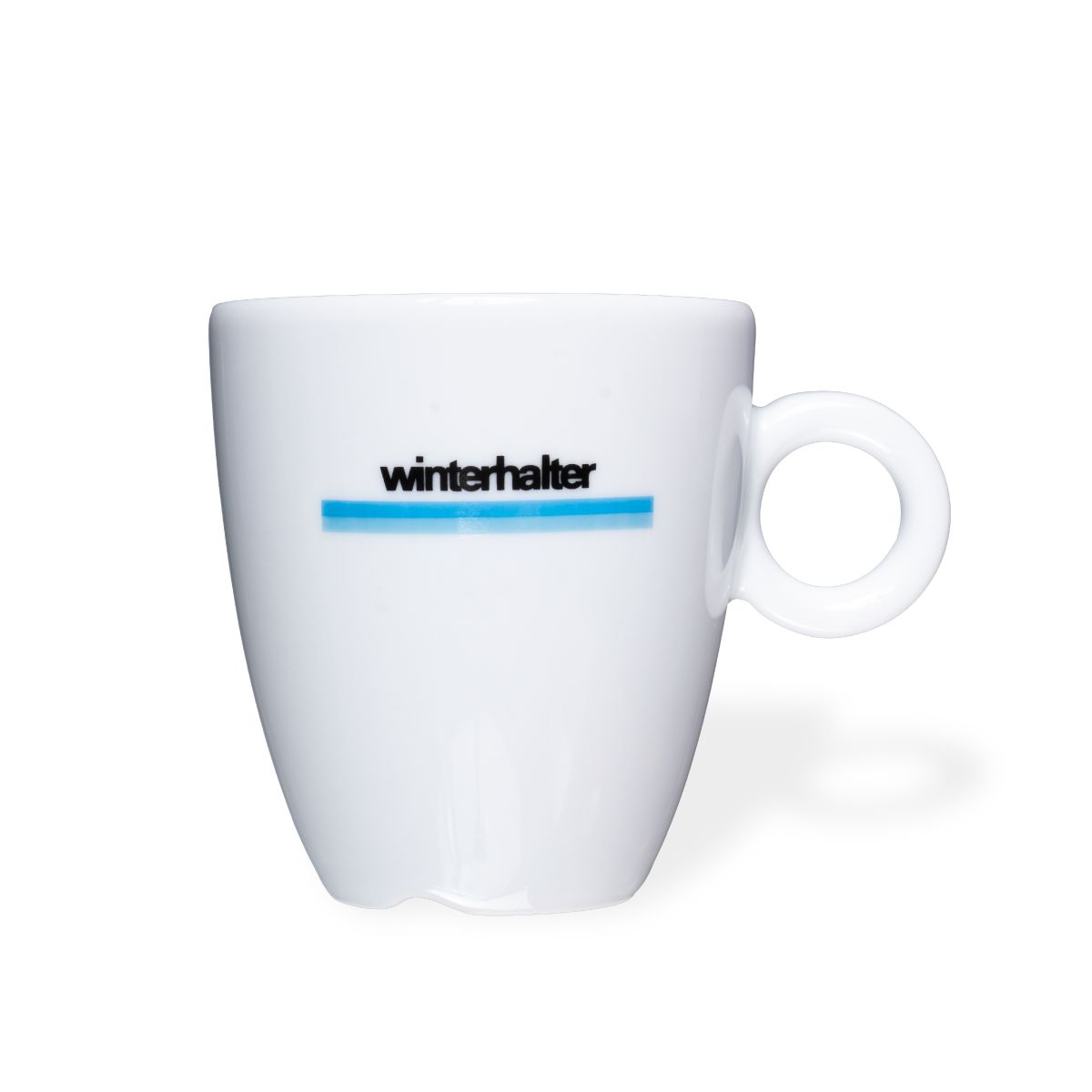 Bola Kaffeetasse hoch weiß 19 cl. mit mehrfarbigem Winterhalter-Logo auf der Vorderseite