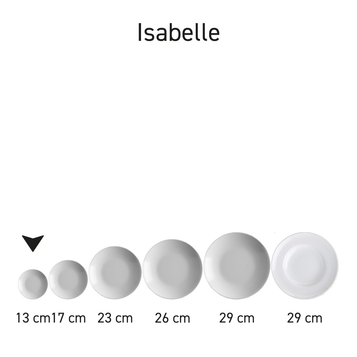 Serie von tiefen Porzellantellern Isabelle, die als Serie in verschiedenen Kombinationen präsentiert wird.