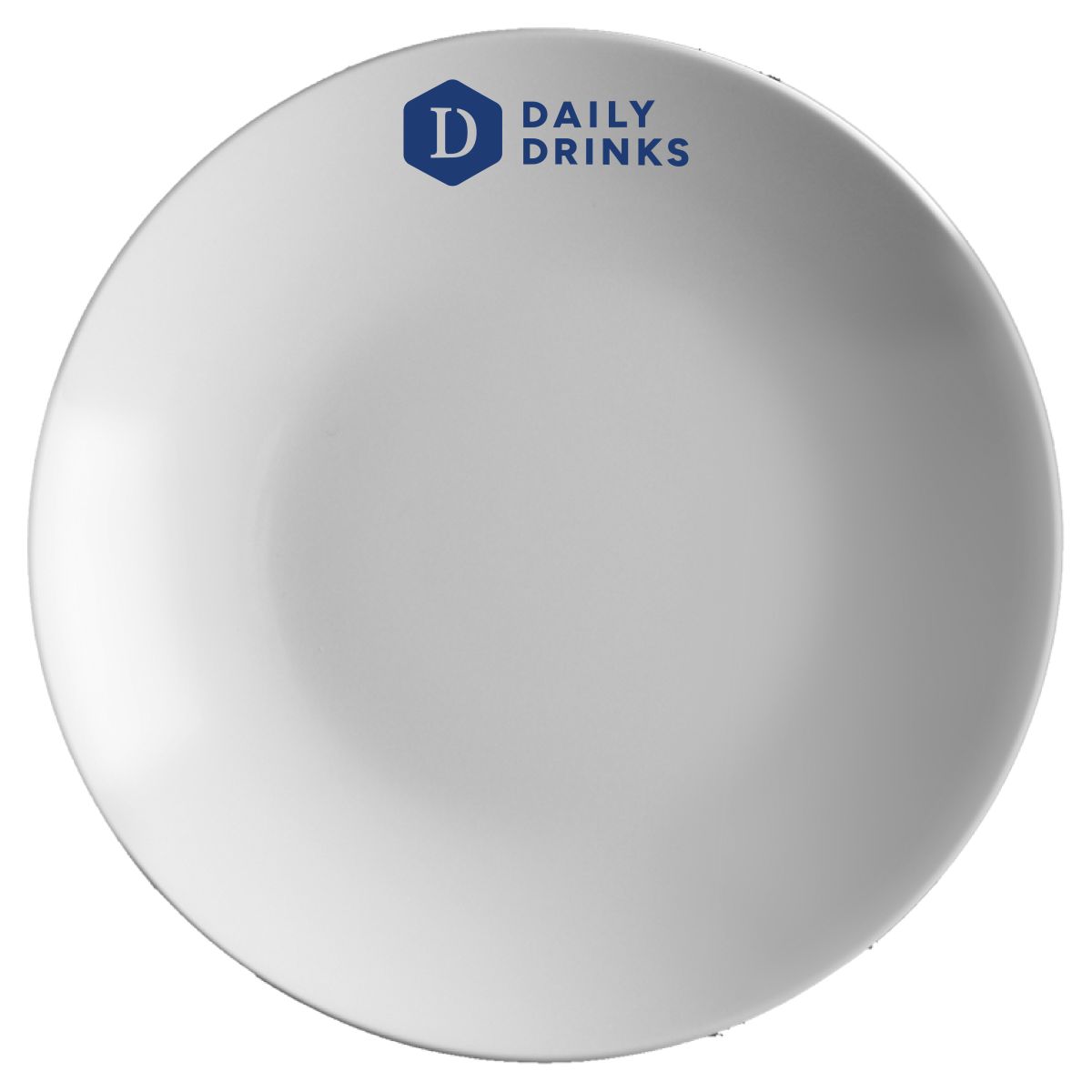 Teller Isabelle 29 cm Porzellan mit einfarbigem DailyDrinks-Logo auf der Vorderseite.