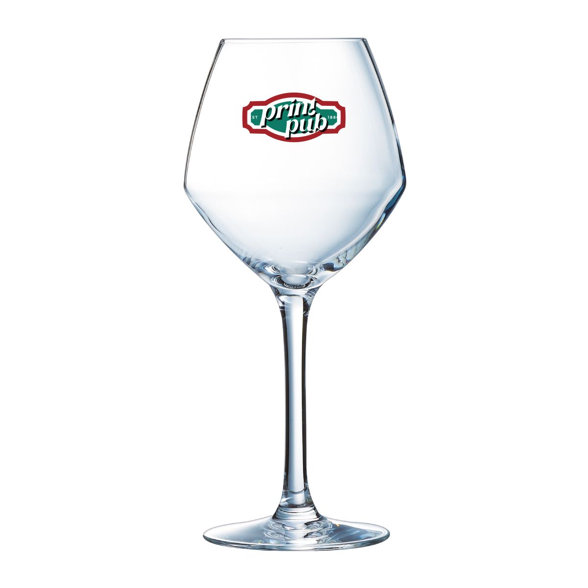 Weinglas Cabernet young 47 cl bedruckt mit mehrfarbigem PrintPub Logo auf der Vorderseite des Glases.