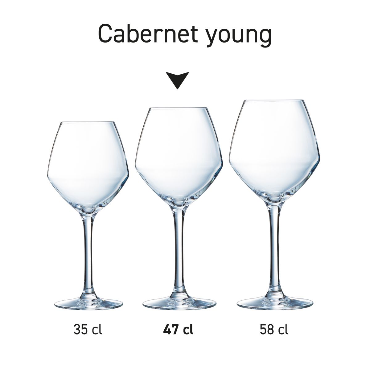 Mehrere Gläser aus der Serie Cabernet young werden gemeinsam als Produktkollektion präsentiert.
