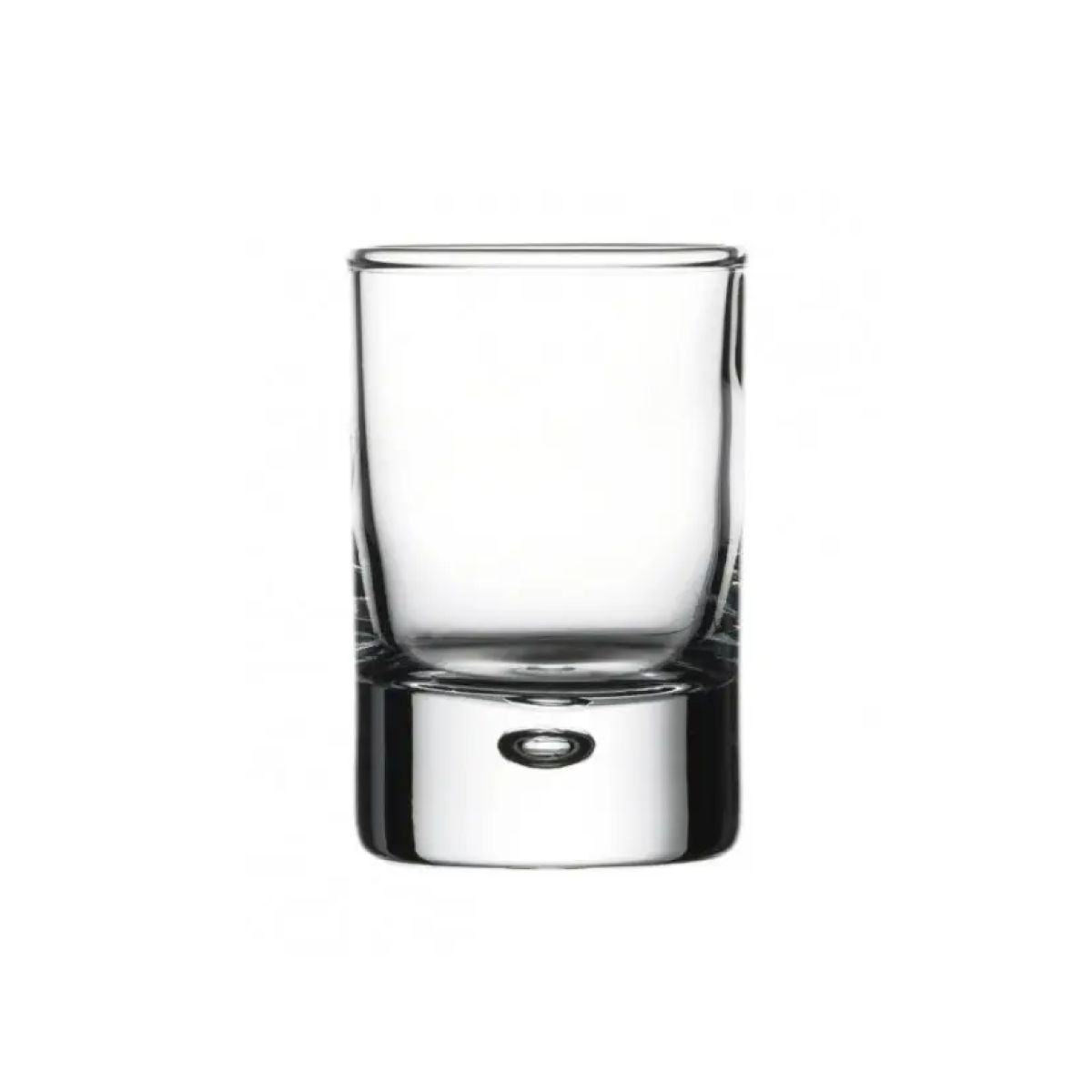 Frontansicht des Centra Shot 6,3 cl Glases mit klarem Design und kompakter Größe für starke Getränke.