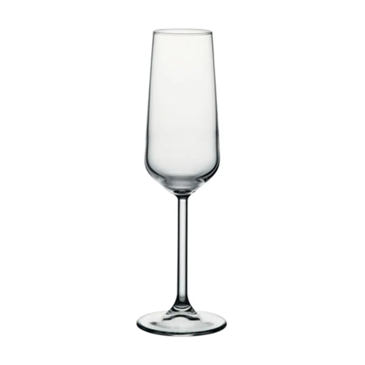 Champagnerglas 19,5 cl Allegra aus klarem Glas in gerader Vorderansicht, mit schmalem, hohem Kelch.
