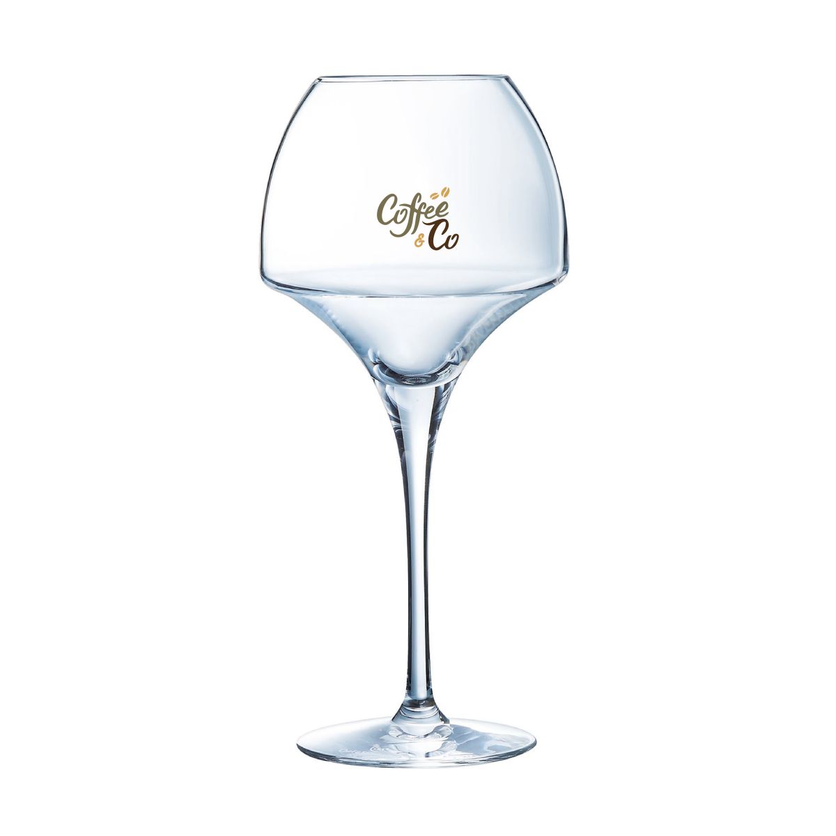 Chef  Sommelier Open Up Weinglas 55 cl. mit mehrfarbigem CoffeeCo Logo auf dem Glas.