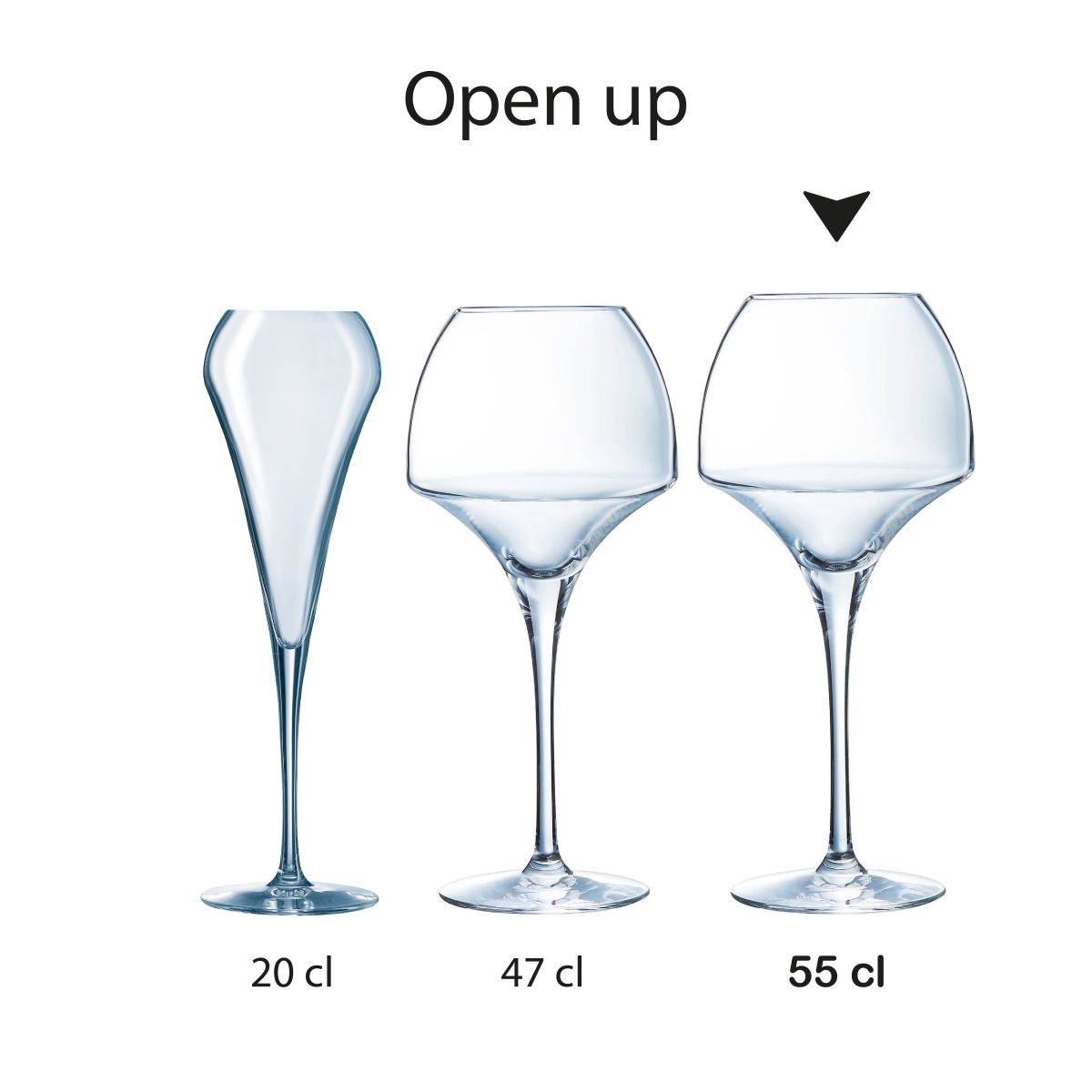 Übersicht über mehrere  Sommelier Open Up Gläser in Serie.