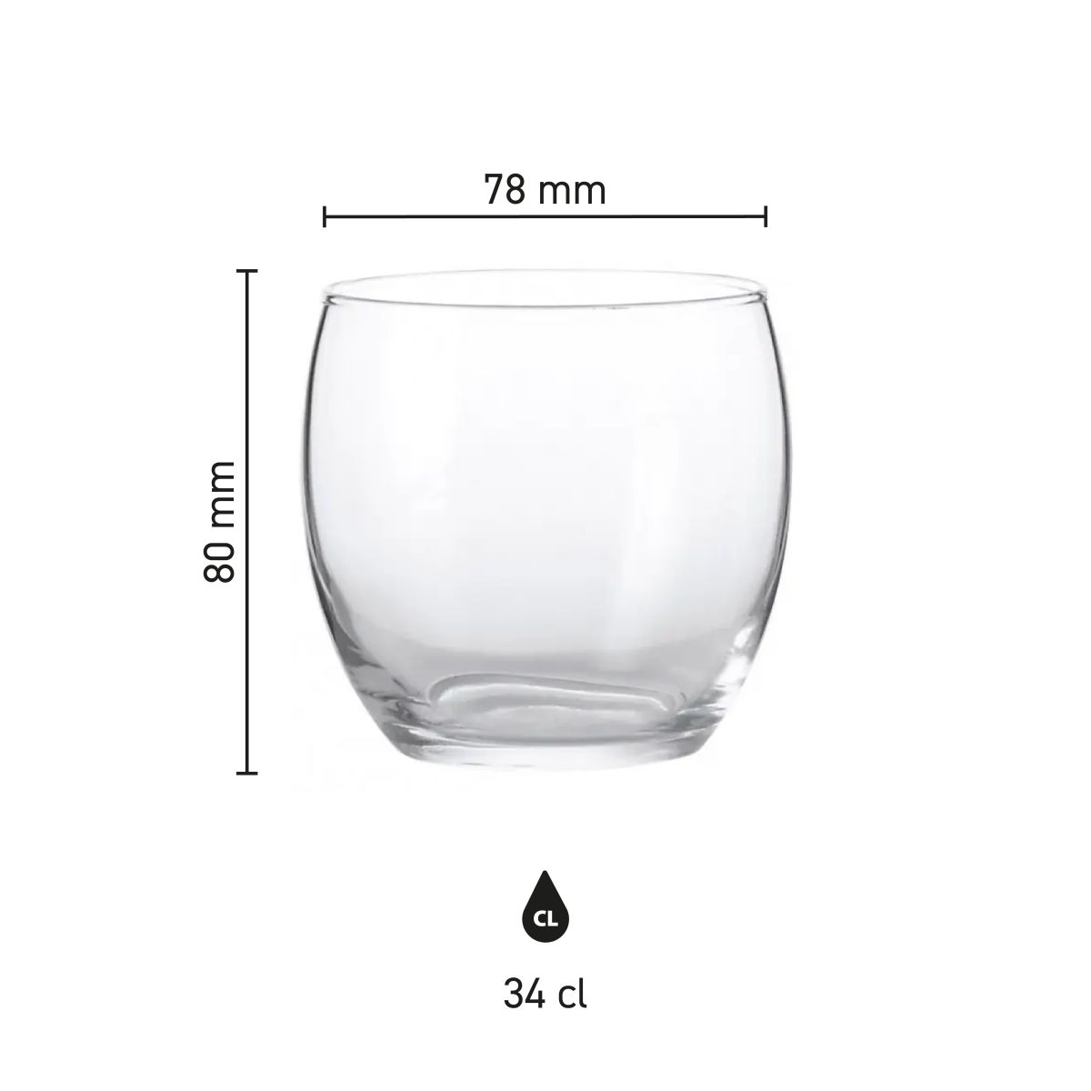 Infografik mit den Abmessungen des Cosy Moments Tumbler 34 cl. einschließlich Höhe und Durchmesser.