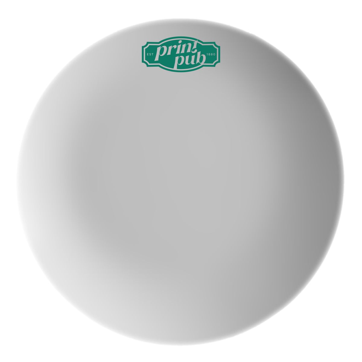 Porzellanteller Isabelle 30 cm mit mittig platziertem PrintPub-Logo in einer Farbe auf der Oberseite.