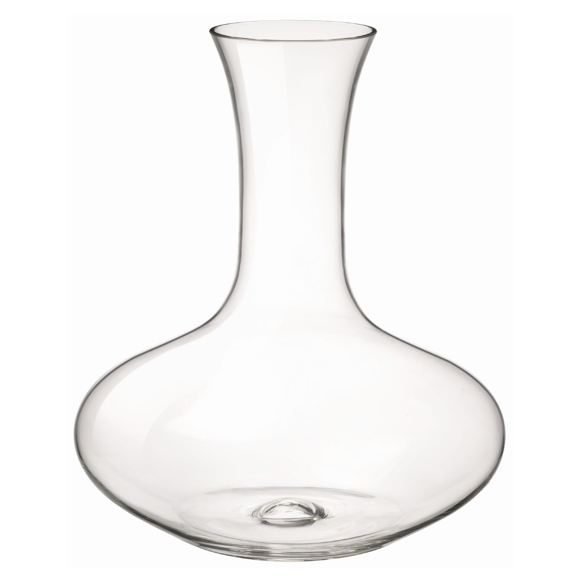 1,6-Liter-Glaskaraffe Electra in gerader Vorderansicht, mit weitem Hals und rundem Boden.