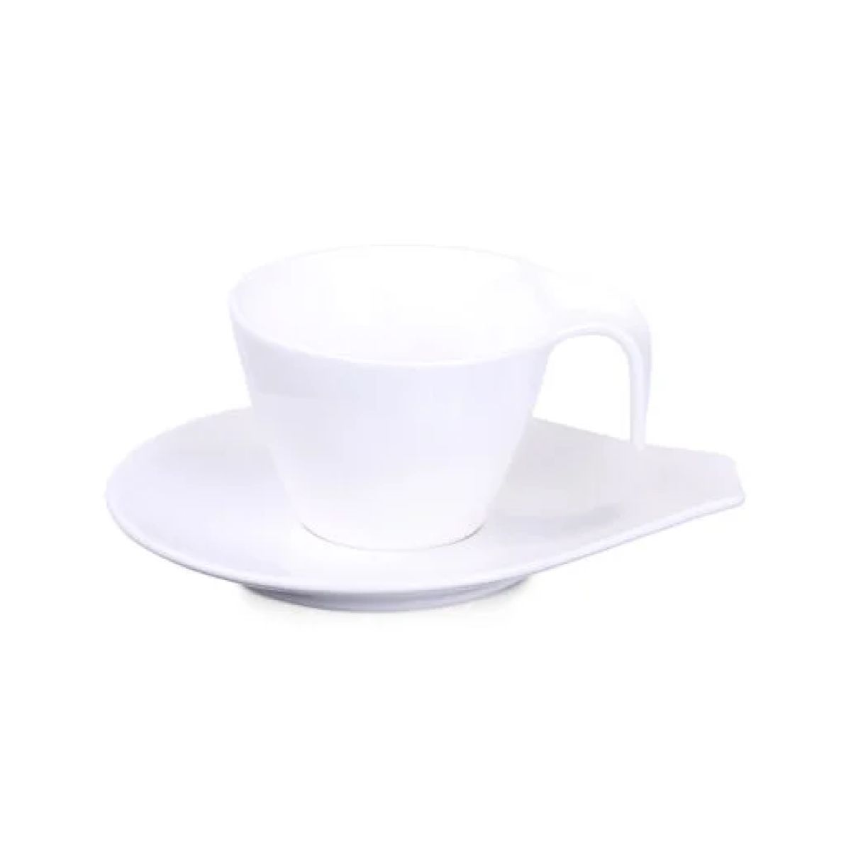 Porzellan Dream Tasse und Untertasse von 15 cl in Vorderansicht, mit runden Formen und feinem Finish.