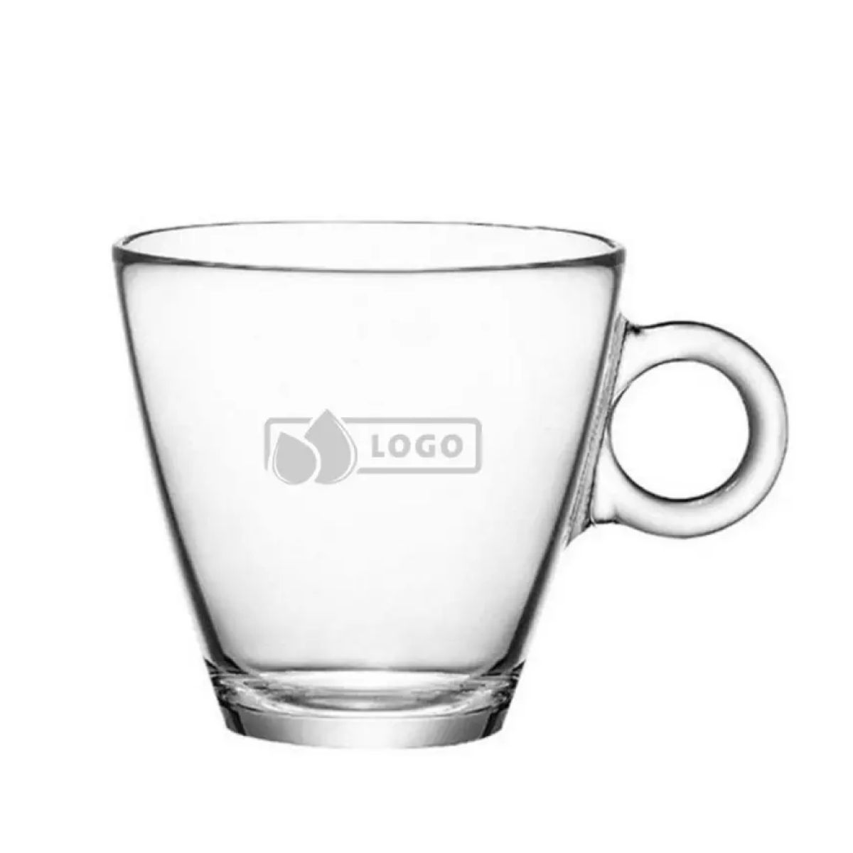 Easy Bar Tea Cup 32 cl. Vorderansicht mit eingraviertem Logo.