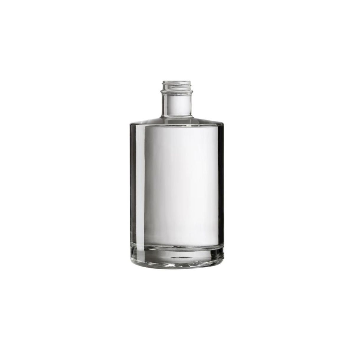 Vorderansicht der Bottle Berlin 0,2 Liter aus Klarglas mit zylindrischer Form und schmalem Hals. Vorderansicht der Bottle Berlin 0,2 Liter aus Klarglas mit zylindrischer Form und schmalem Hals.