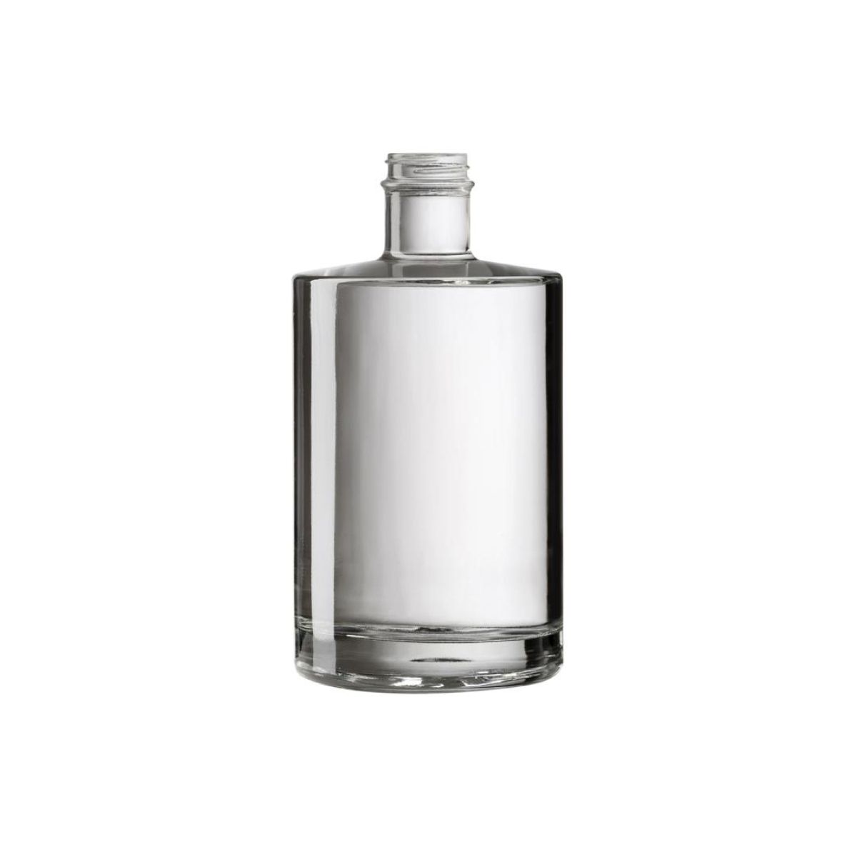 Vorderansicht der Bottle Berlin 0,35 Liter aus Klarglas mit schmalem Hals und zylindrischem Körper. Vorderansicht der Bottle Berlin 0,35 Liter aus Klarglas mit schmalem Hals und zylindrischem Körper.