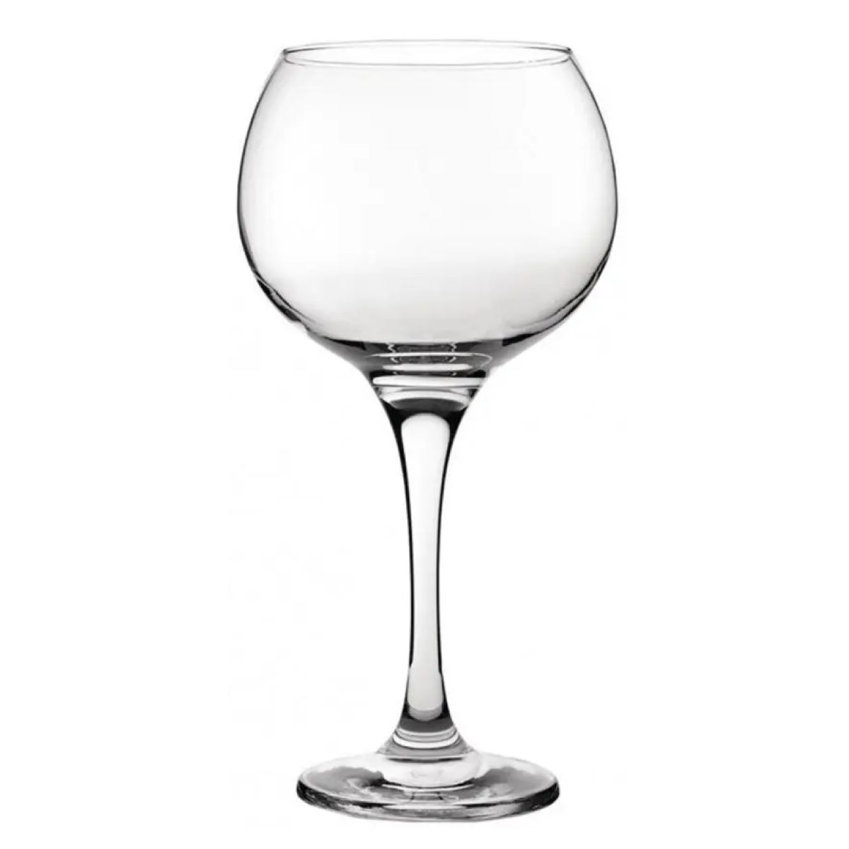 Frontansicht des großen Gin Tonic Glases Ambassador 79 cl. mit rundem Kelch und stabilem Fuß, komplett aus Klarglas.