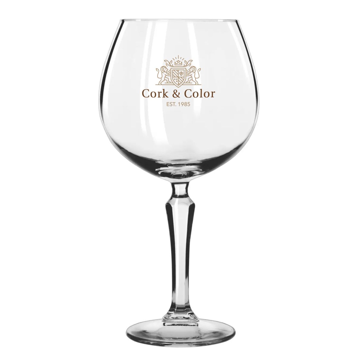 Gin Tonic Glas Spksy 58 cl Glas mit mehrfarbigem CorkColor Logo auf der Vorderseite