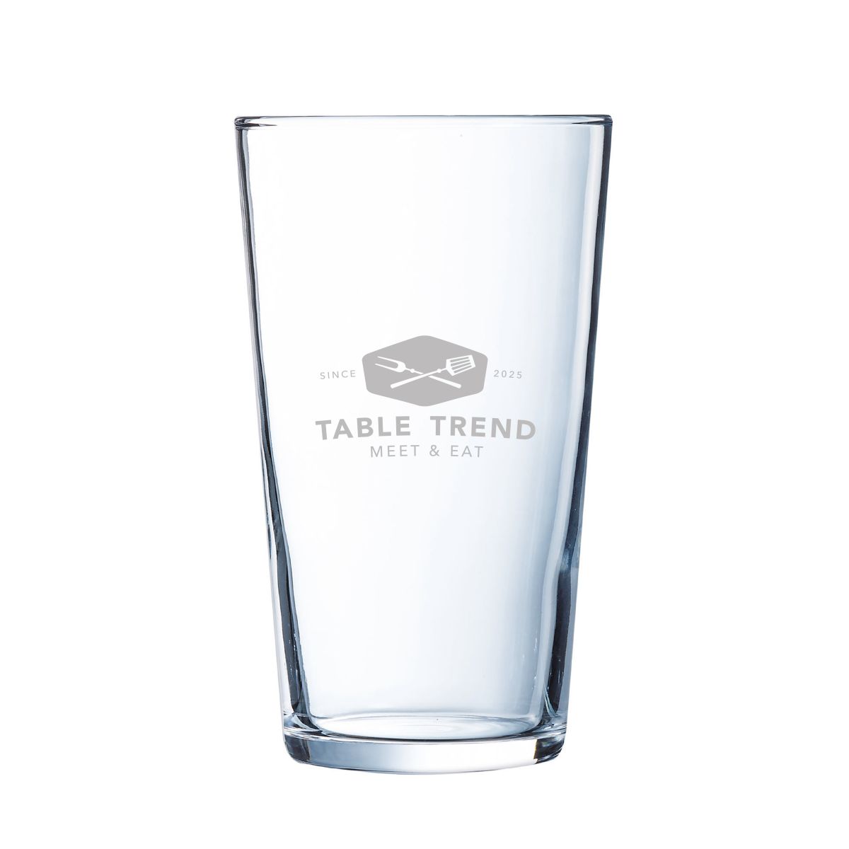 Gravur von TableTrend sichtbar auf der Vorderseite von Glass Conique 47 cl. klares Glas.