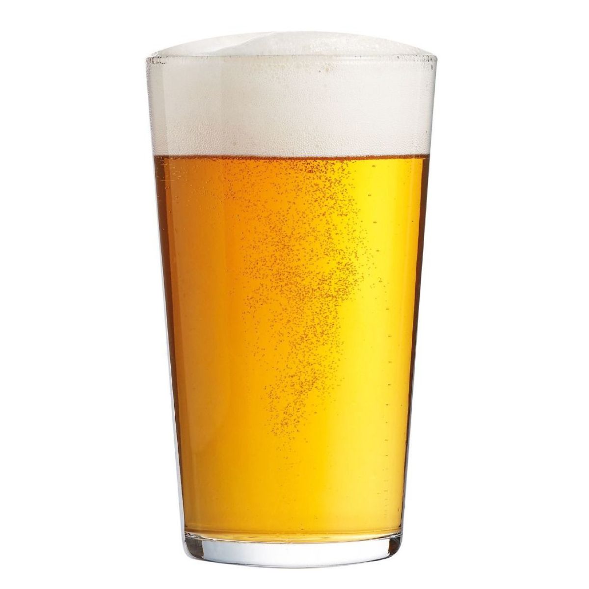 Glas Conique 64 cl. gefüllt mit Flüssigkeit, fotografiert vor einem weißen Hintergrund.