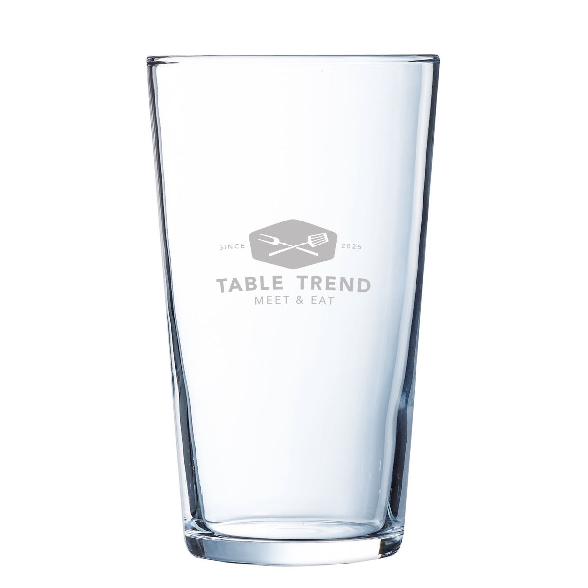 Glas Conique 64 cl. mit eingraviertem TableTrend-Logo auf der Vorderseite, dezent mattiert.