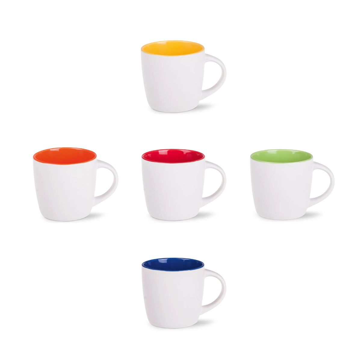 Das Foto zeigt alle Farbvariationen von Handy mug White 30 cl Porzellan in einer praktischen Anordnung nebeneinander.